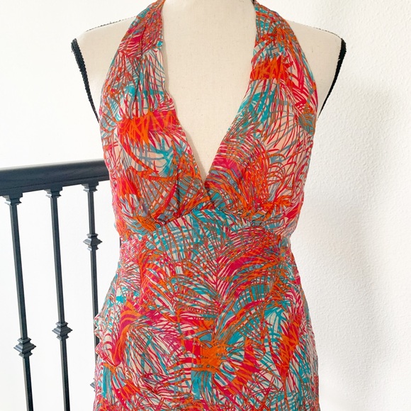 BCBGMaxazaria Tropical 90s Style Halter Top - Picture 3 of 6